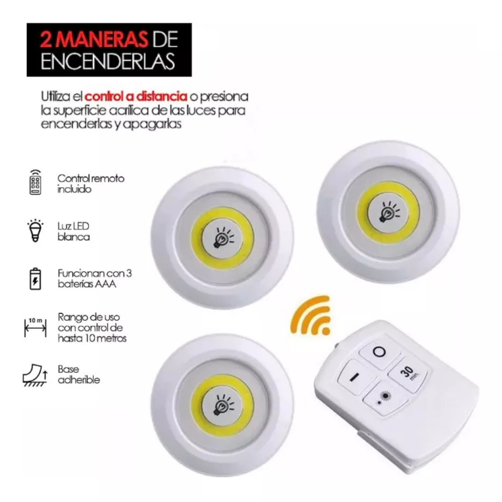 Set 3 Luces Led A Control Remoto