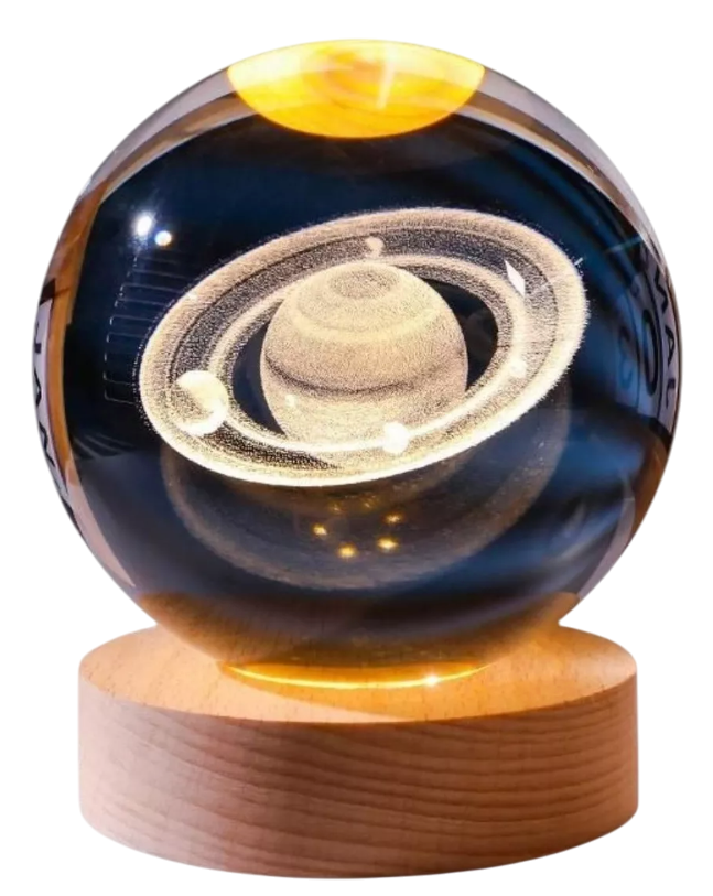 Luz Nocturna Bola De Cristal 3d Saturno