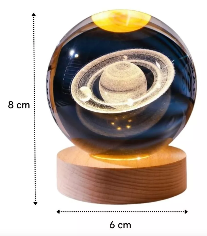 Luz Nocturna  Bola De Cristal 3d Saturno